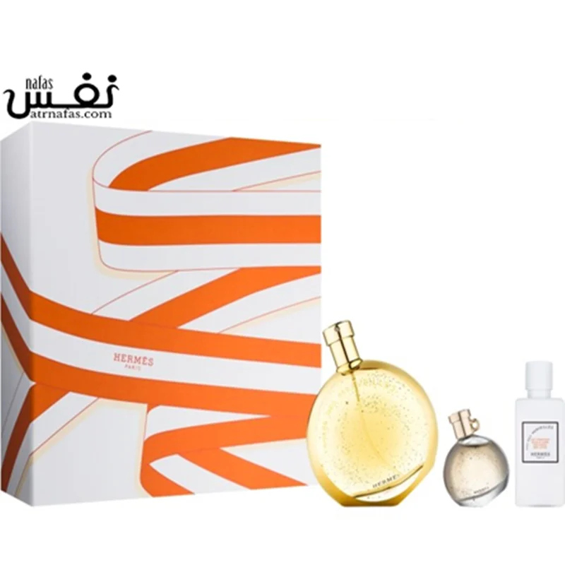 ست هدیه عطر  هرمس  زنانه جعبه کادویی |  Hermes Women's Perfume Gift Box L'ambre Des Merveilles Gift Box (EDP 100ml + Mini 7.5ml + Body Lotion 40ml)