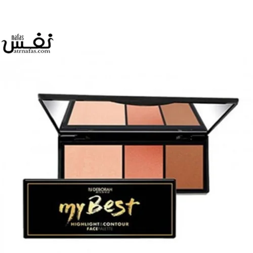 ست  دبورا هایلایتر و برنزر مای بست شماره 01   |    Deborah My best Face Palette Highlighter Blush Bronzing Powder 01