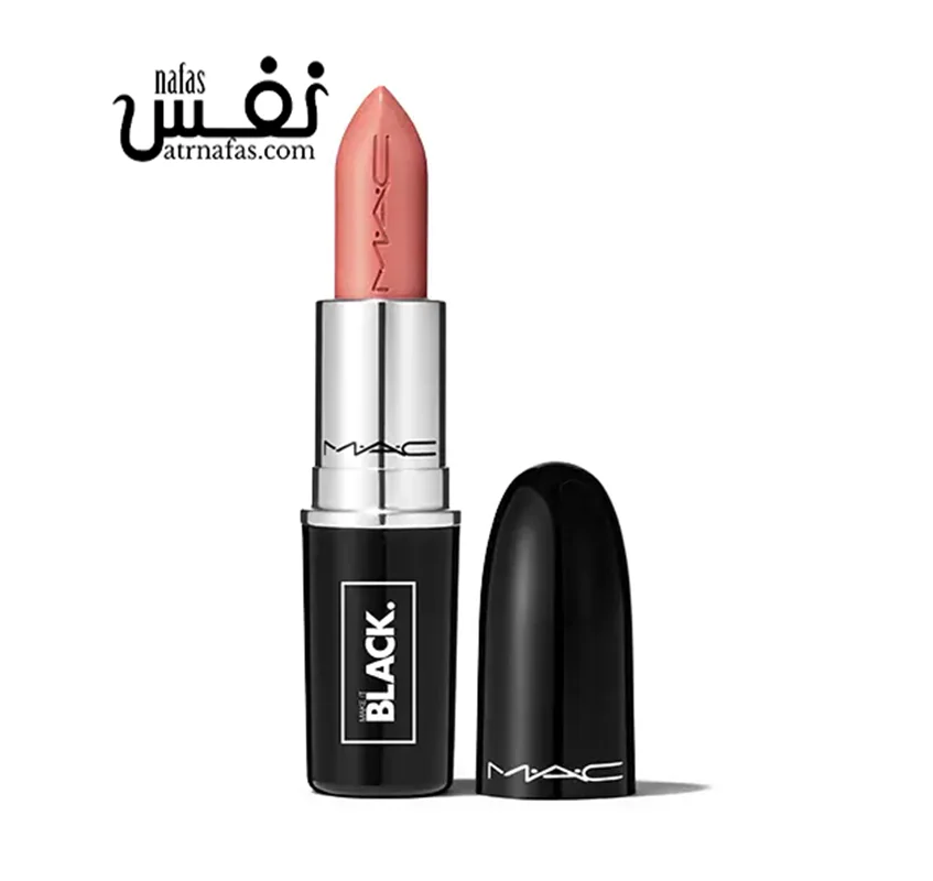 MAC x Make it Black Lustreglass Lipstick برهنه صورتی تاوپی با مروارید نقره ای