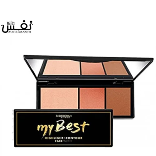 ست  دبورا هایلایتر و برنزر مای بست شماره 02   |    Deborah My best Face Palette Highlighter Blush Bronzing Powder 02
